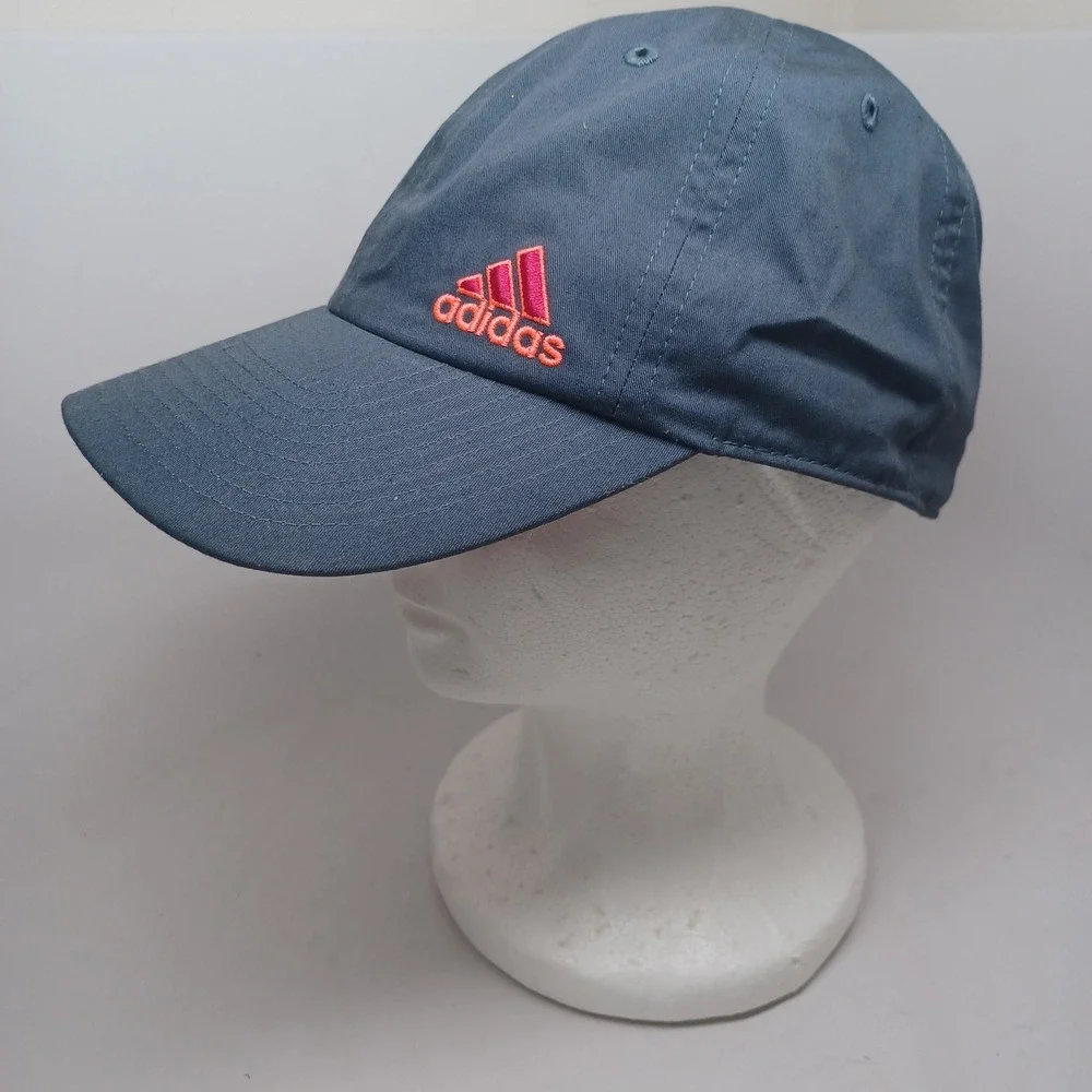 Adidas Baseball Cap Grey Pink Orange Embroidered Logo Adjustable‎ Hat
